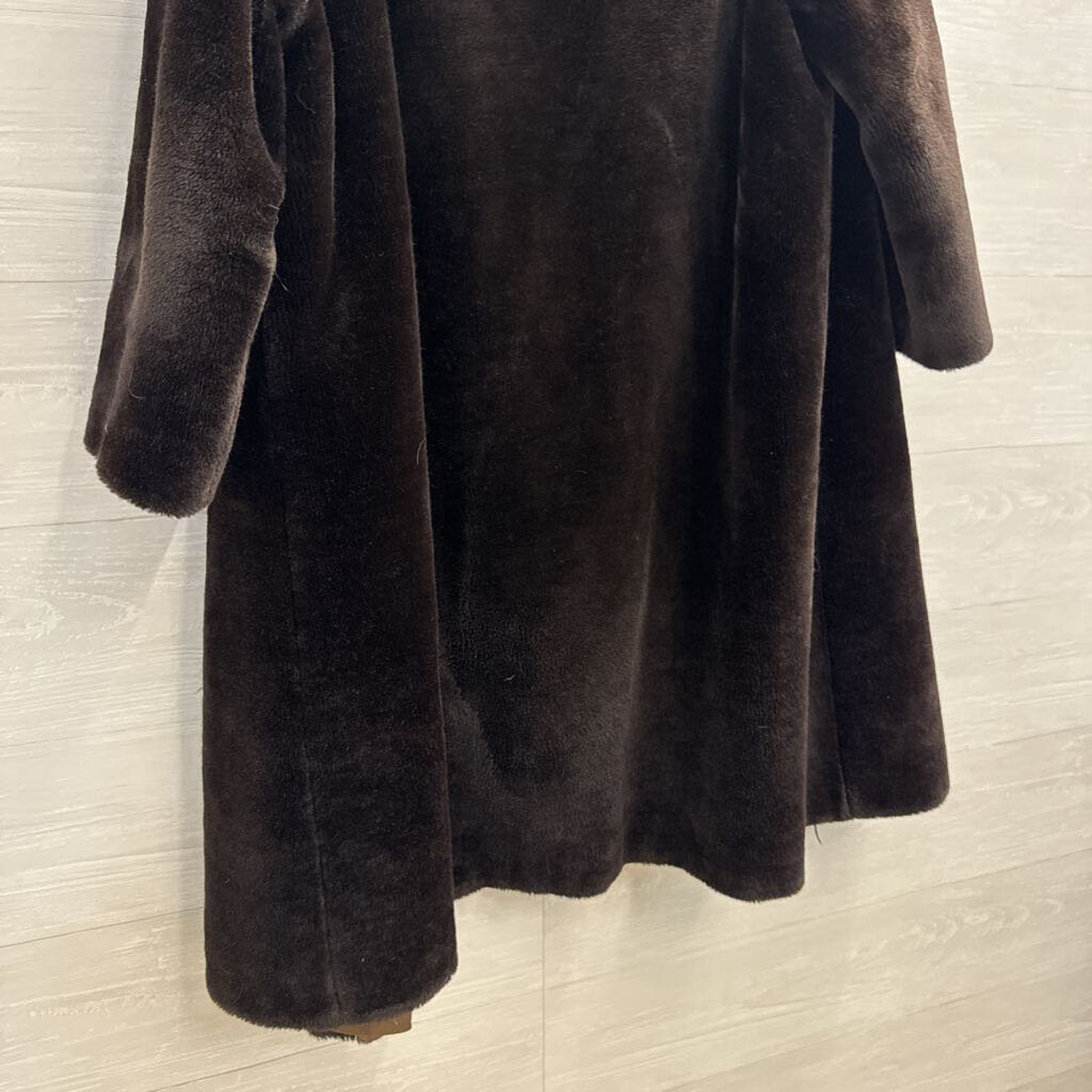 Vintage Sealura Brown Faux Fur Long Jacket Large