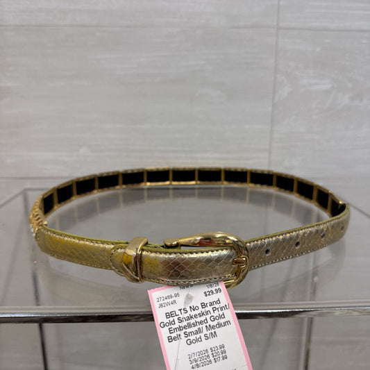 Gold Snakeskin Print/ Embellished Gold Belt Small/ Medium