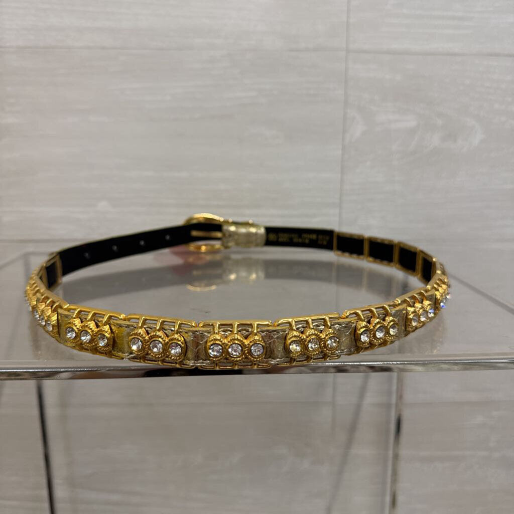 Gold Snakeskin Print/ Embellished Gold Belt Small/ Medium