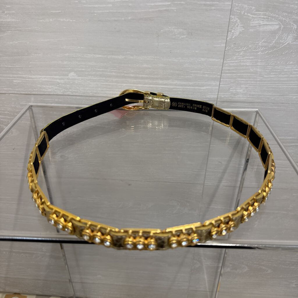 Gold Snakeskin Print/ Embellished Gold Belt Small/ Medium