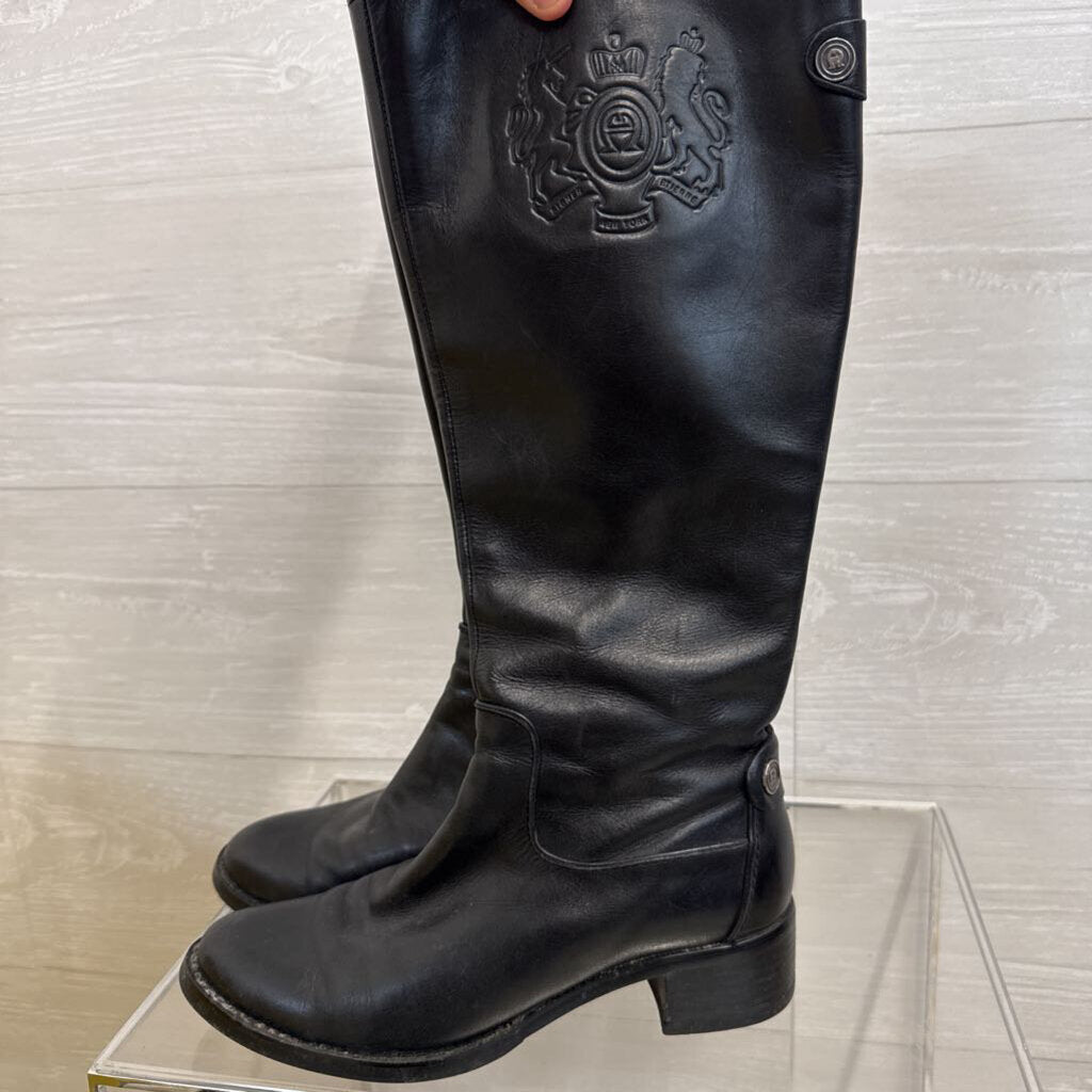 Etienne Aigner Black Leather Vira Tall Boots