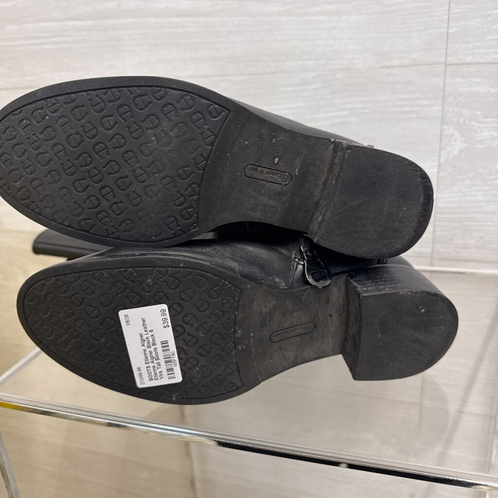 Etienne Aigner Black Leather Vira Tall Boots