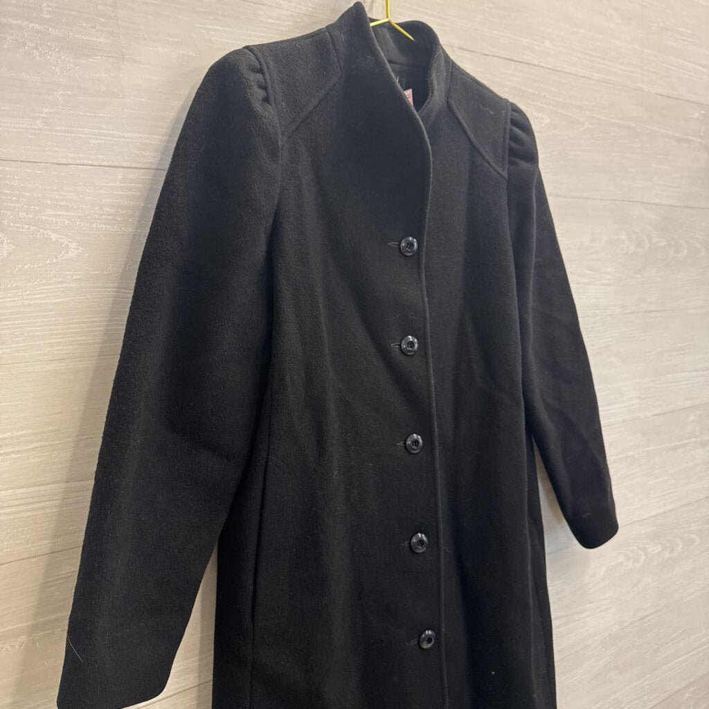 Styled by Karen Black 100% Wool Long Black Button Front Jacket Medium