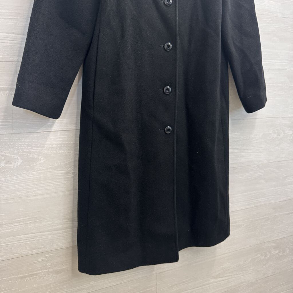 Styled by Karen Black 100% Wool Long Black Button Front Jacket Medium