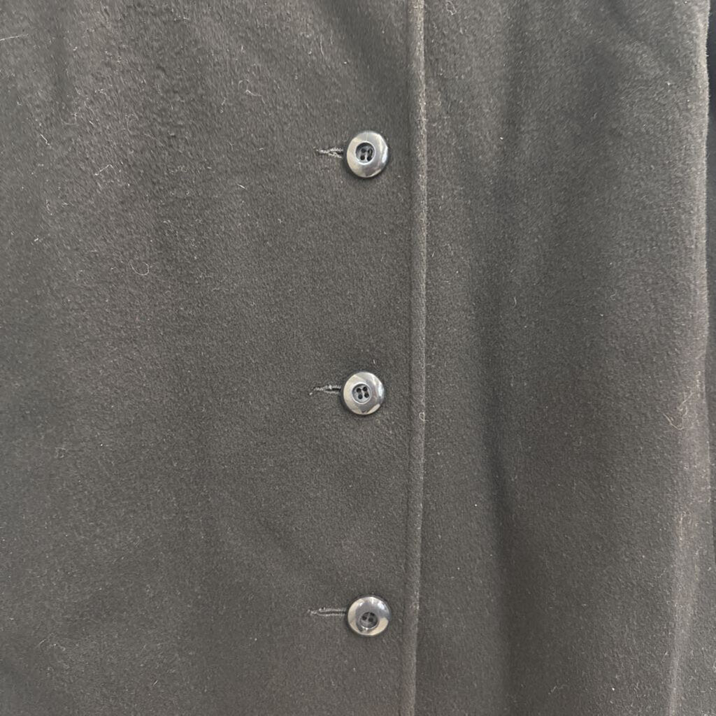 Styled by Karen Black 100% Wool Long Black Button Front Jacket Medium