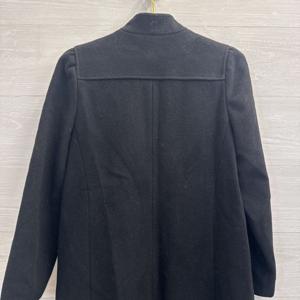 Styled by Karen Black 100% Wool Long Black Button Front Jacket Medium