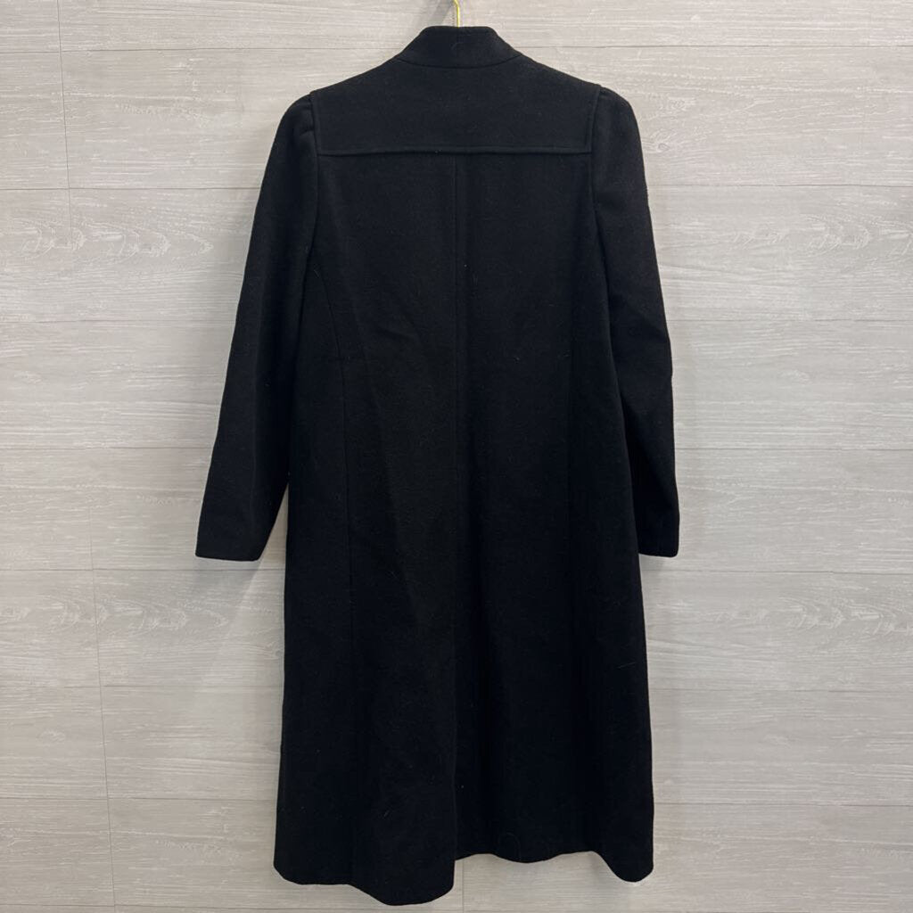 Styled by Karen Black 100% Wool Long Black Button Front Jacket Medium