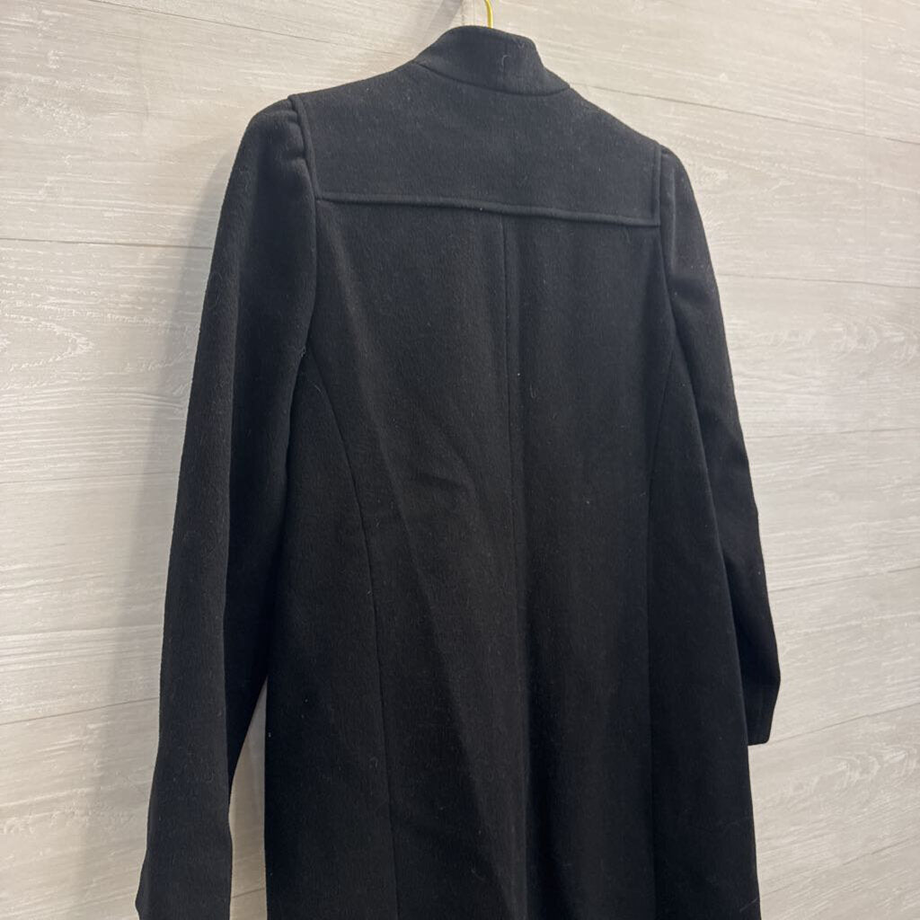 Styled by Karen Black 100% Wool Long Black Button Front Jacket Medium
