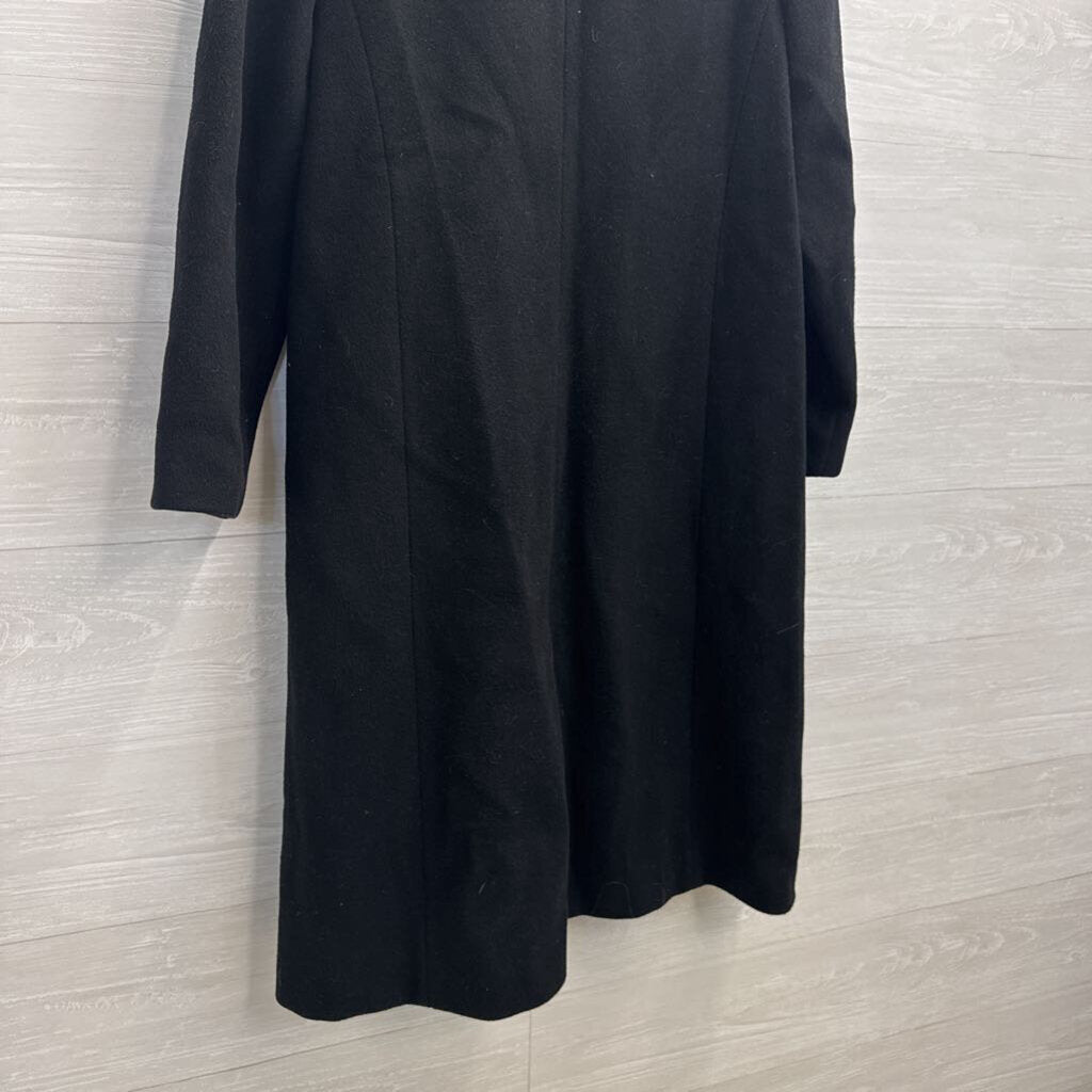 Styled by Karen Black 100% Wool Long Black Button Front Jacket Medium