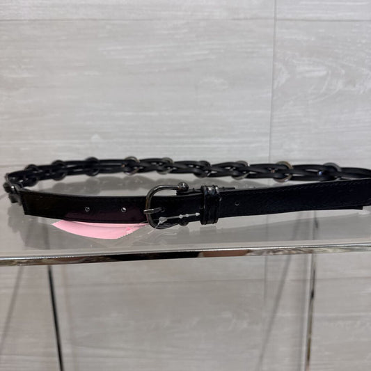 Black Braided Leather Circle Detail Belt 4