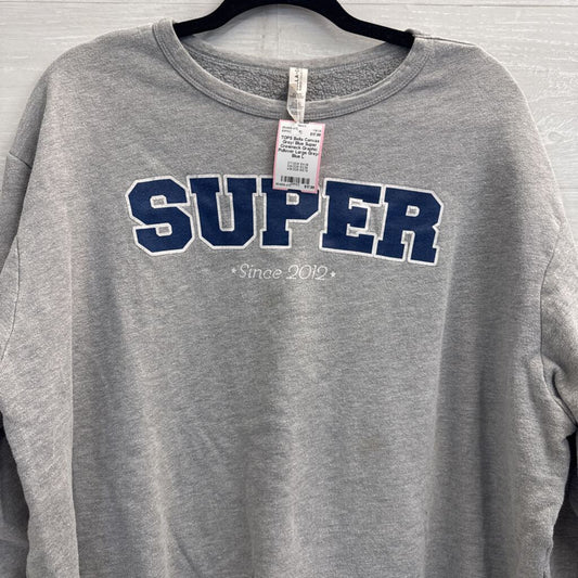 Grey/ Blue Super Crewneck Graphic Pullover Large