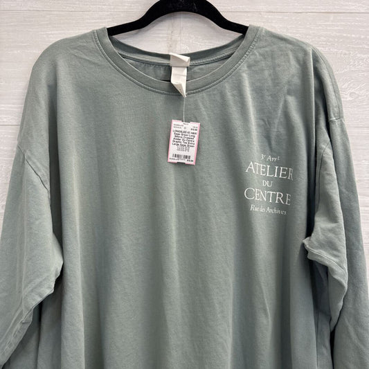 Sage Green Long Sleeve Cropped Atelier Du Centre Graphic Tee Extra Large