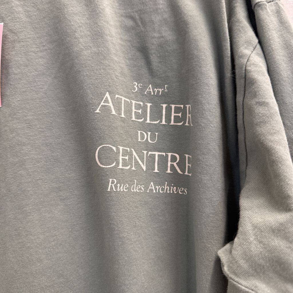 Sage Green Long Sleeve Cropped Atelier Du Centre Graphic Tee Extra Large