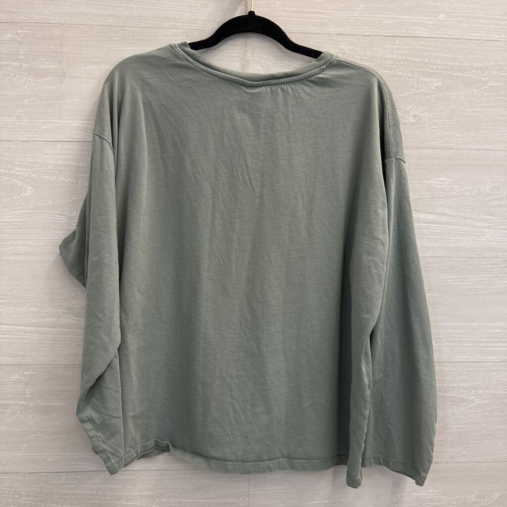 Sage Green Long Sleeve Cropped Atelier Du Centre Graphic Tee Extra Large