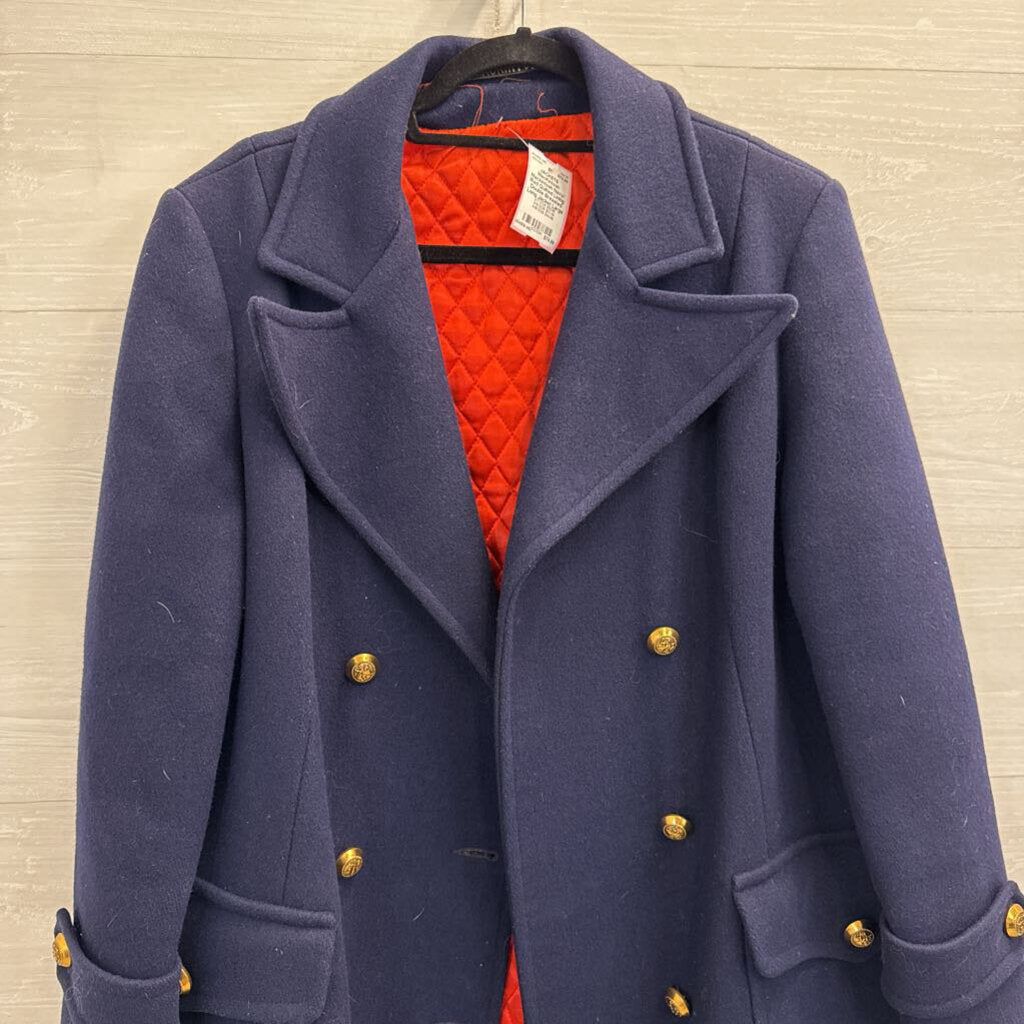 Mackintosh Navy/ Red Quilted Lining Double Breasted Long Jacket Large