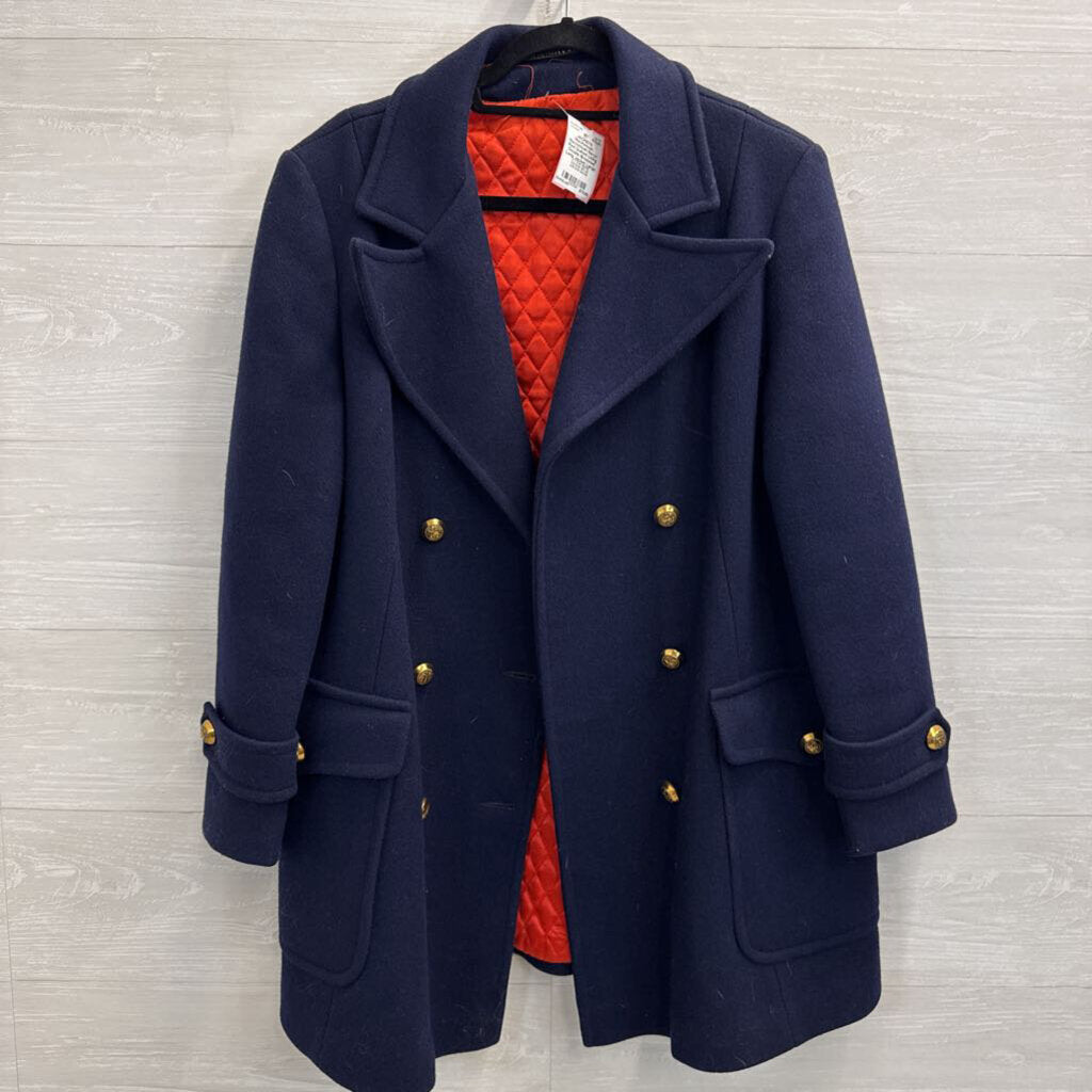 Mackintosh Navy/ Red Quilted Lining Double Breasted Long Jacket Large