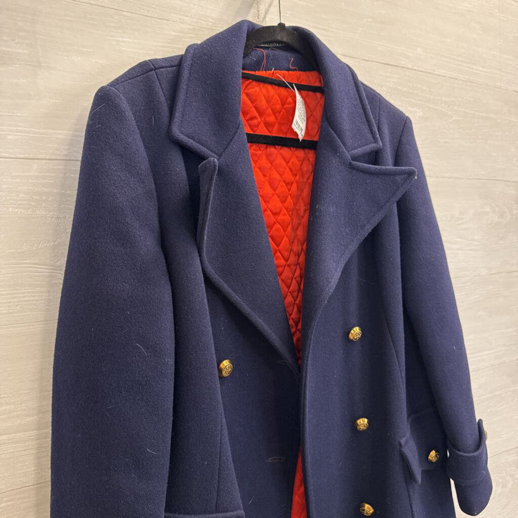 Mackintosh Navy/ Red Quilted Lining Double Breasted Long Jacket Large