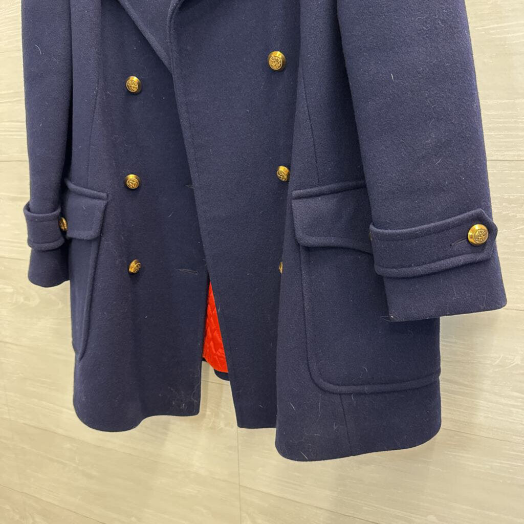 Mackintosh Navy/ Red Quilted Lining Double Breasted Long Jacket Large