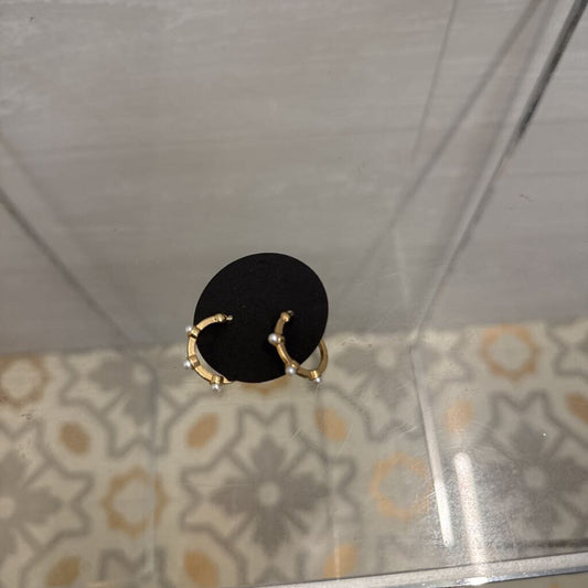 Vintage Gold Toned Pearl Hoops