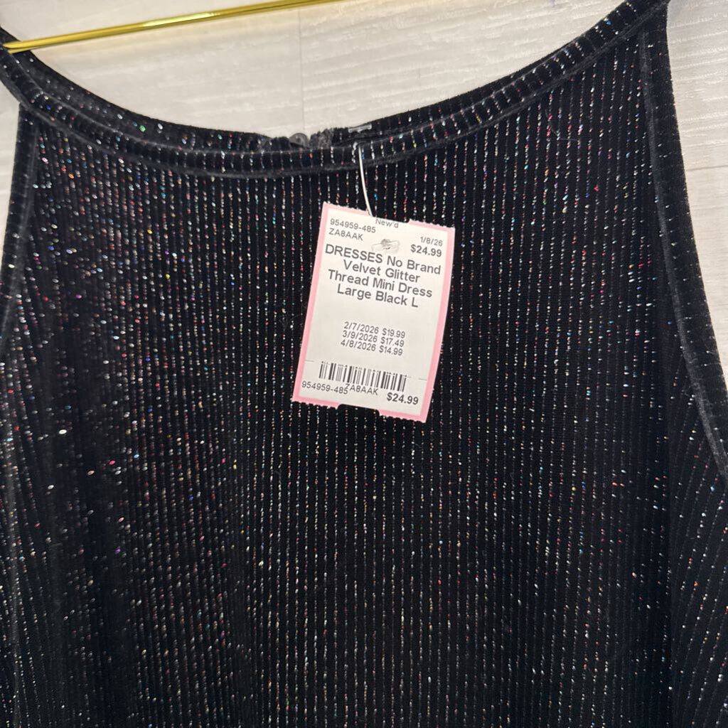 Velvet Glitter Thread Mini Dress Large