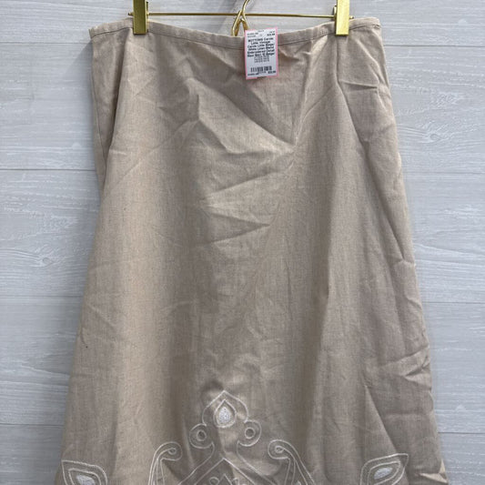 Vintage Carole Little Beige/ White Linen Blend Embroidered Detail Maxi Skirt 10