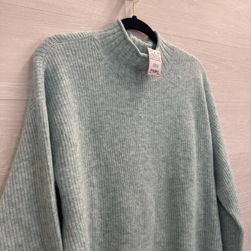 Loft Soft Blue Knit Long Sleeve Mock Neck Sweater Large