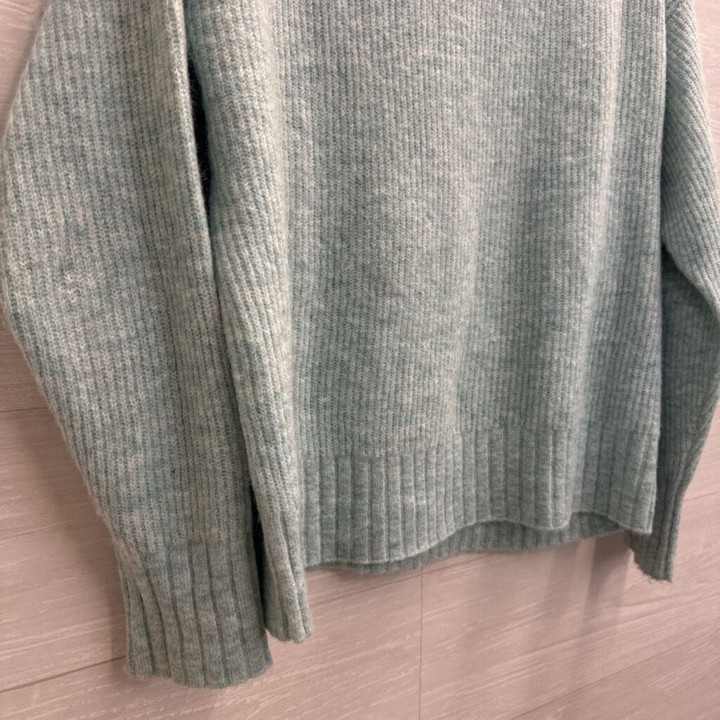 Loft Soft Blue Knit Long Sleeve Mock Neck Sweater Large