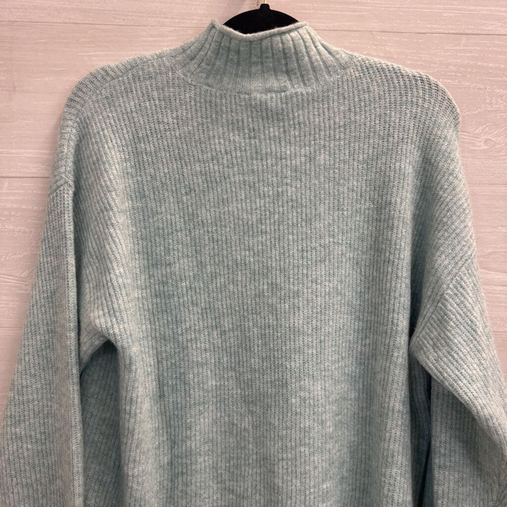 Loft Soft Blue Knit Long Sleeve Mock Neck Sweater Large