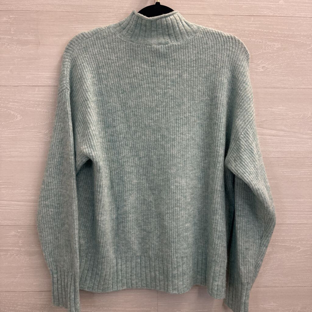 Loft Soft Blue Knit Long Sleeve Mock Neck Sweater Large