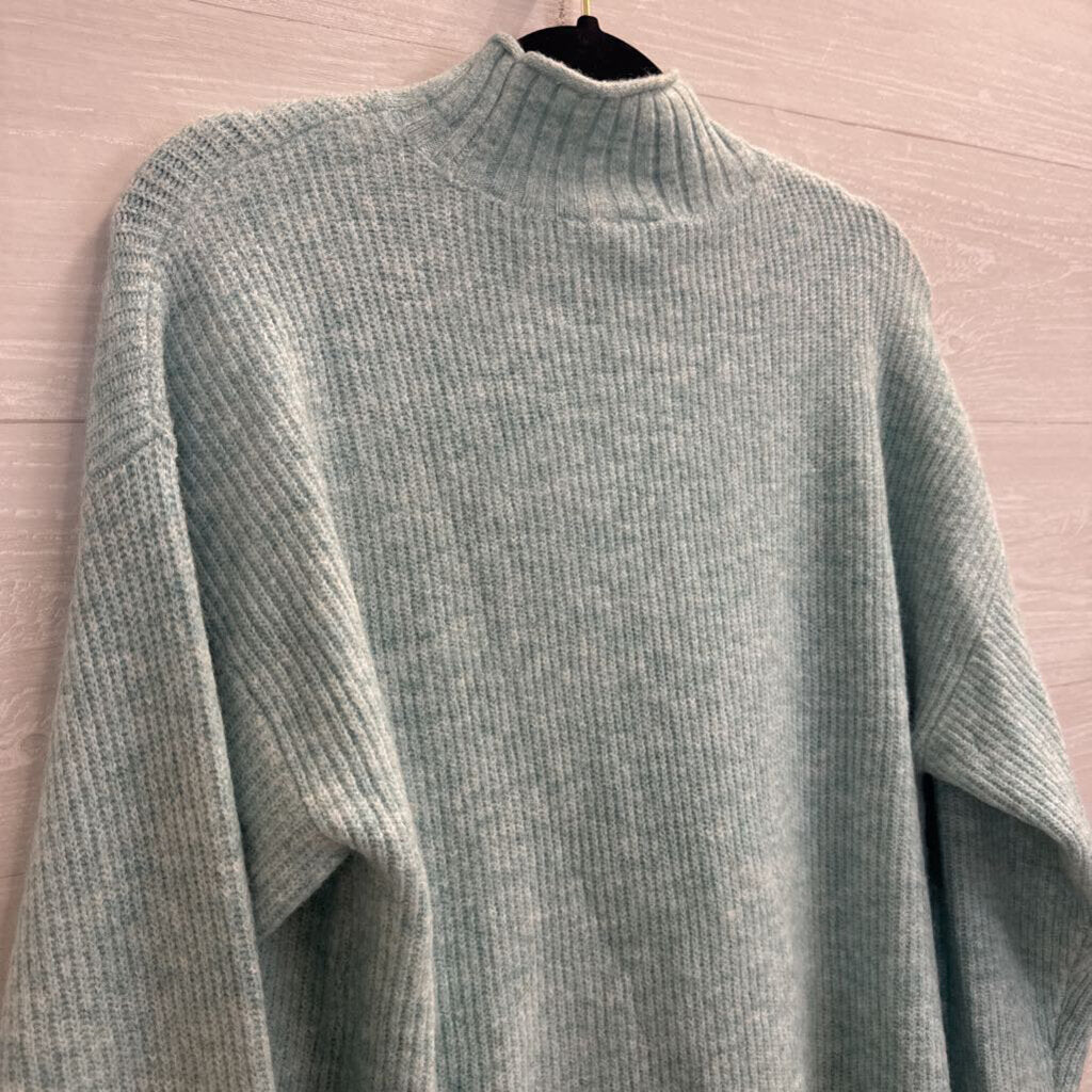 Loft Soft Blue Knit Long Sleeve Mock Neck Sweater Large