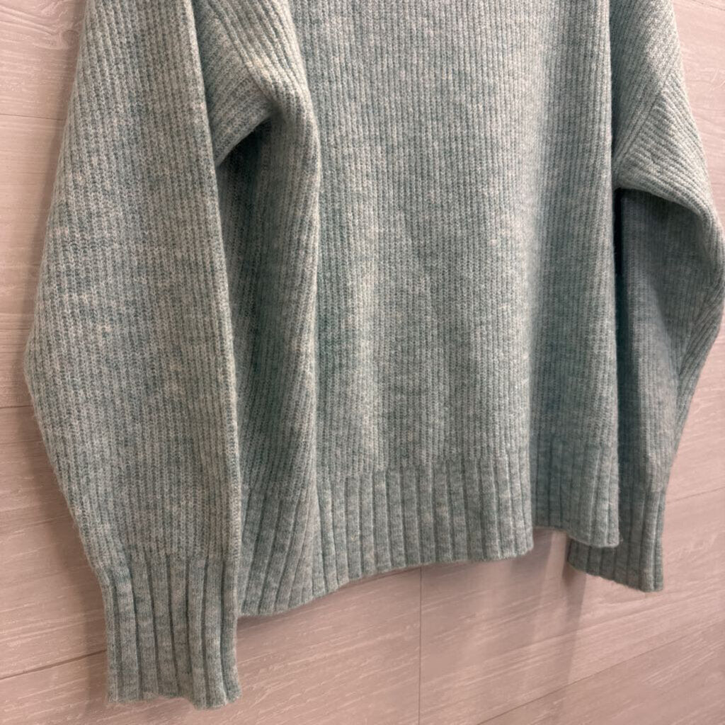 Loft Soft Blue Knit Long Sleeve Mock Neck Sweater Large