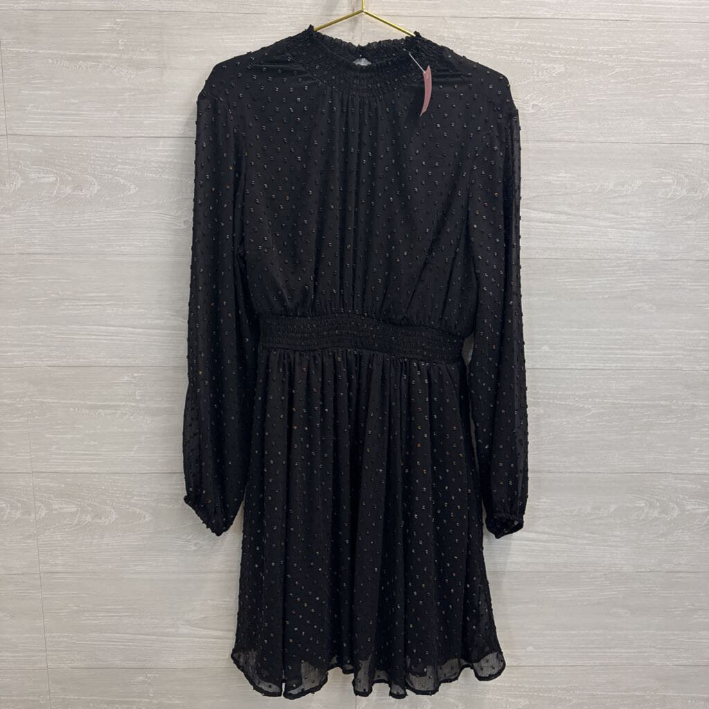 Torrid Black/ Multi Color Iridescent Dot Detail Long Sleeve Dress 00