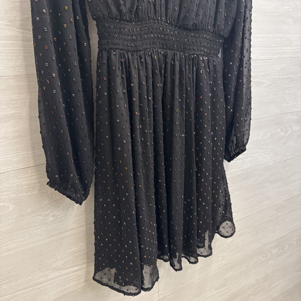 Torrid Black/ Multi Color Iridescent Dot Detail Long Sleeve Dress 00