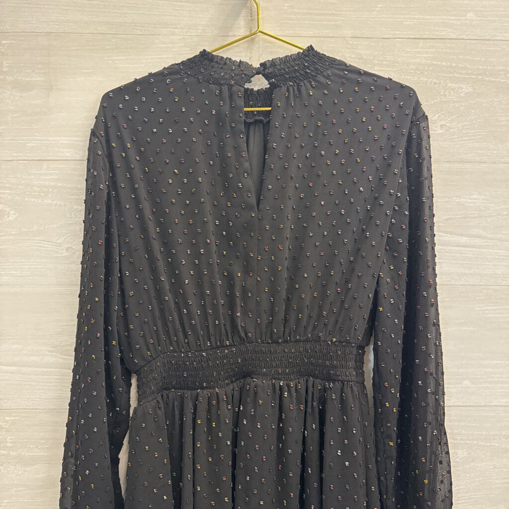 Torrid Black/ Multi Color Iridescent Dot Detail Long Sleeve Dress 00