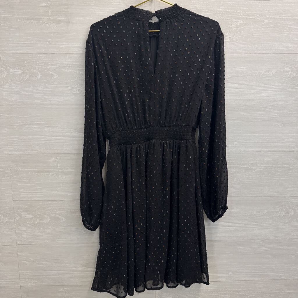 Torrid Black/ Multi Color Iridescent Dot Detail Long Sleeve Dress 00