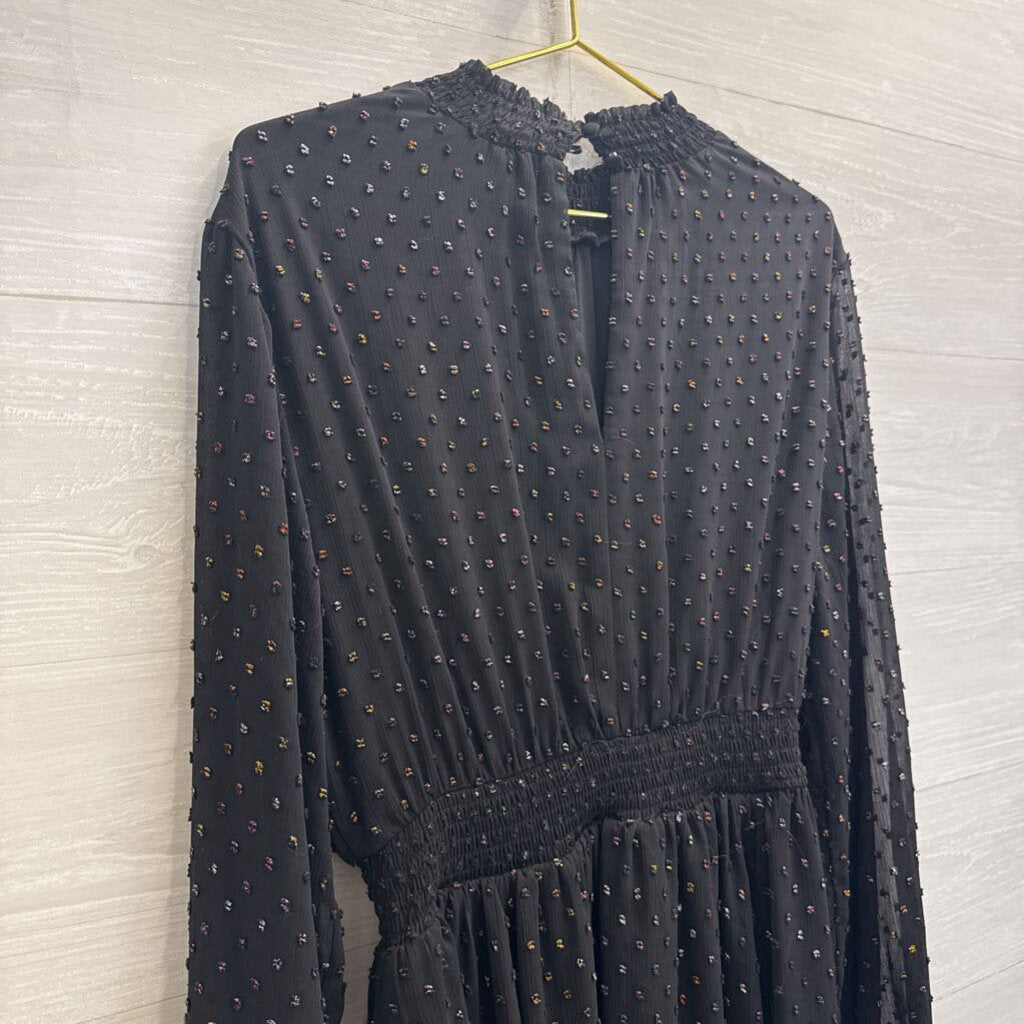Torrid Black/ Multi Color Iridescent Dot Detail Long Sleeve Dress 00