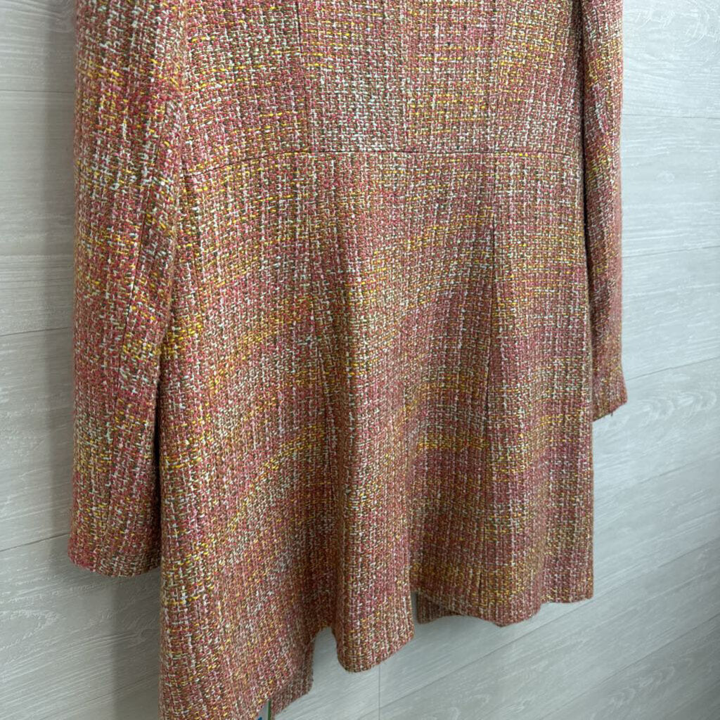 Dalia Pink/ Multi Tweed Long Button Front Jacket Large
