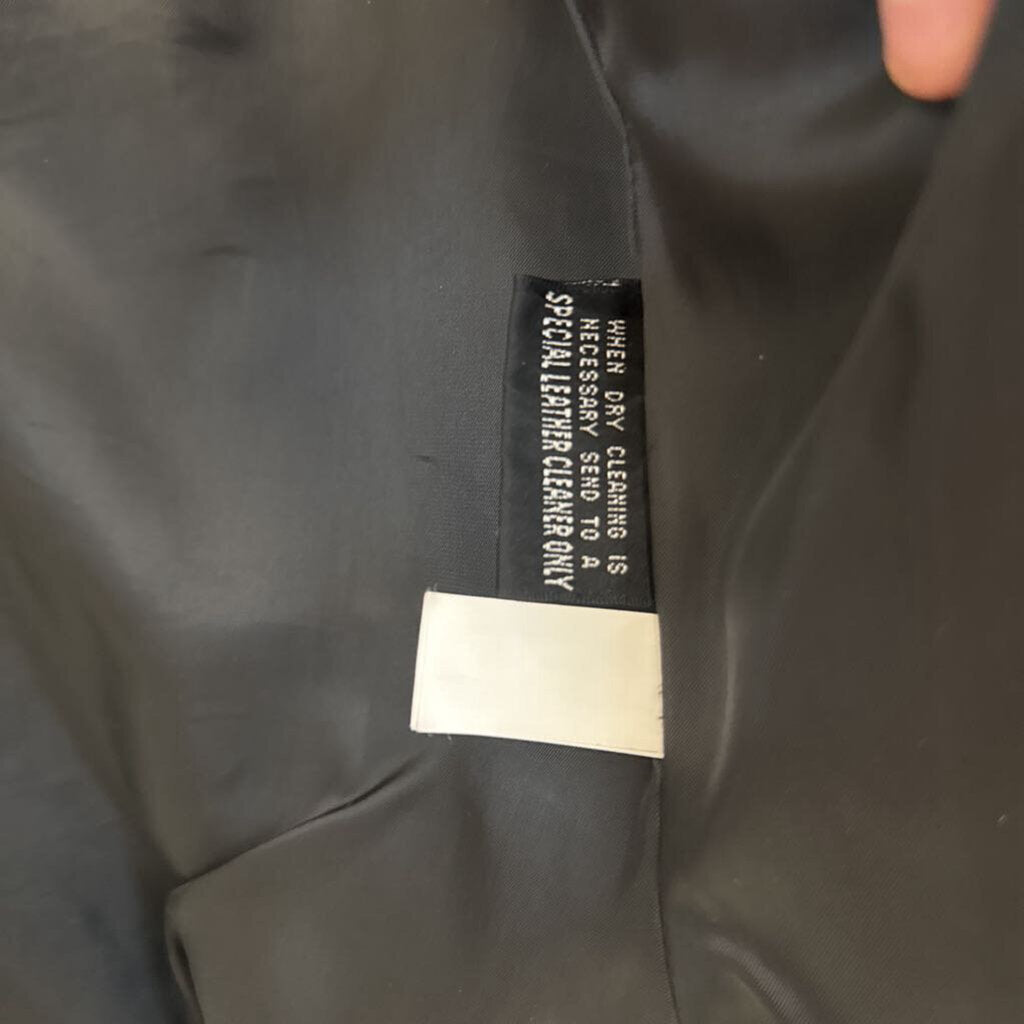 Wilsons Leather Black Leather Button Front Jacket Large