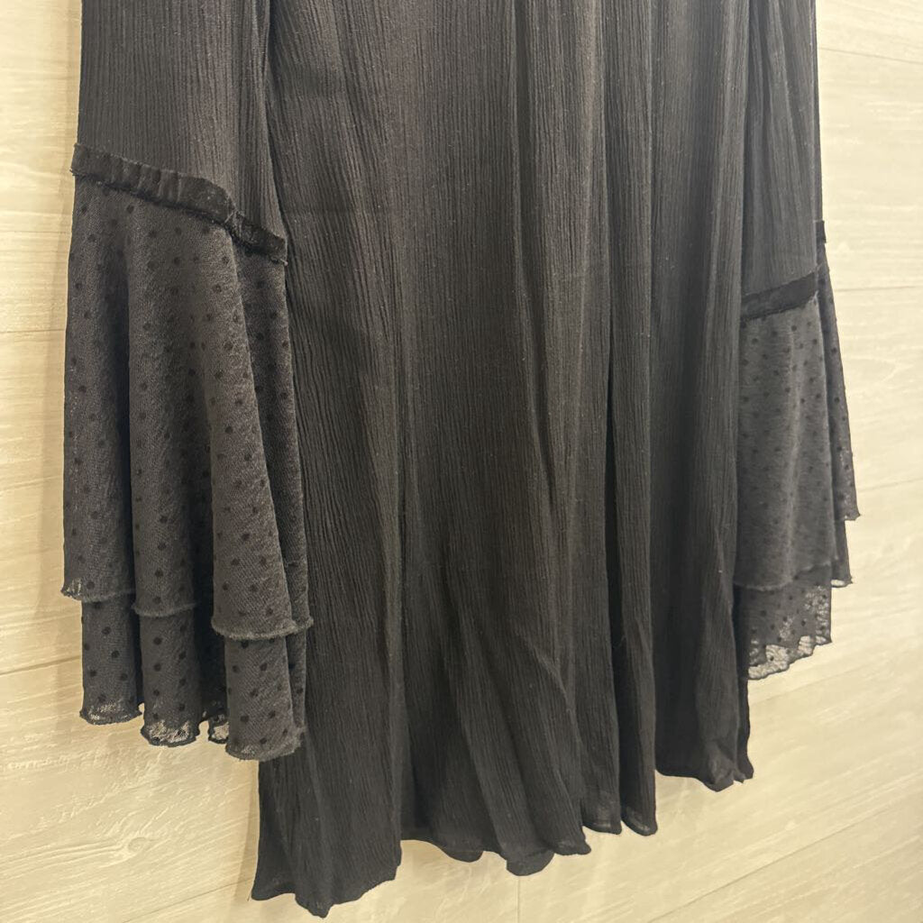 Entro Black/ Multi Embroidered Top Long Sleeve Dress Large