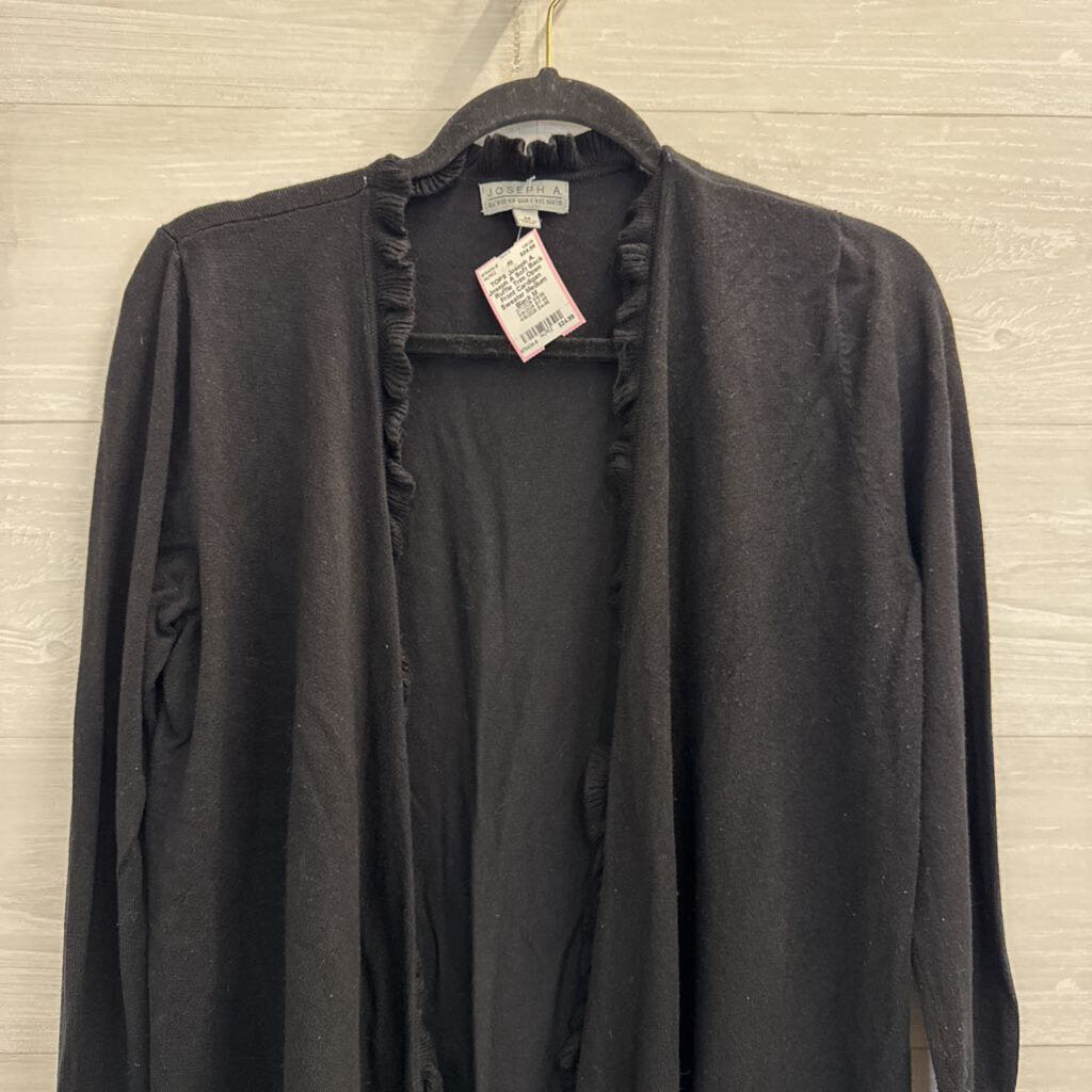 Joseph A Soft Back Ruffle Trim Open Front Cardigan Sweater Medium