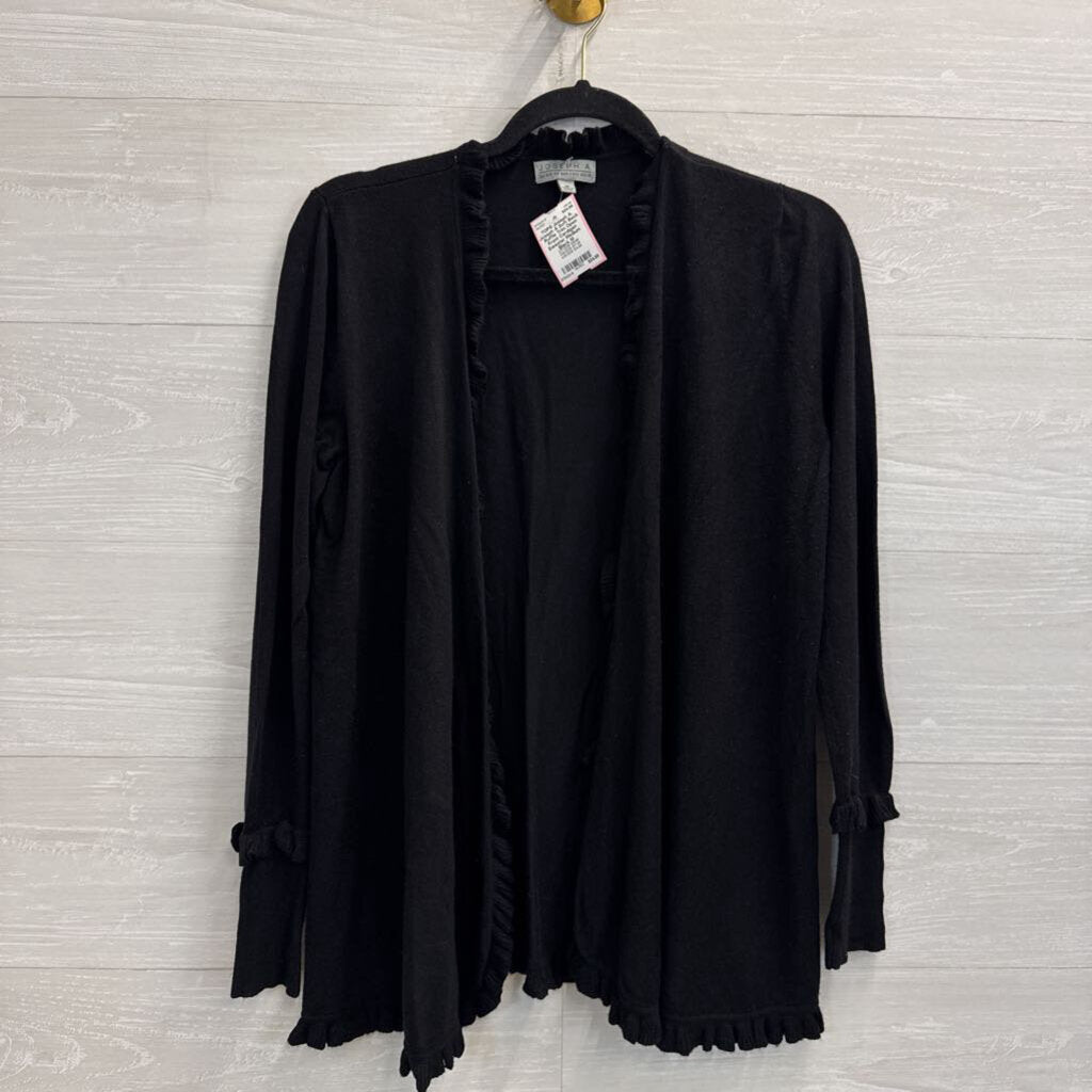 Joseph A Soft Back Ruffle Trim Open Front Cardigan Sweater Medium