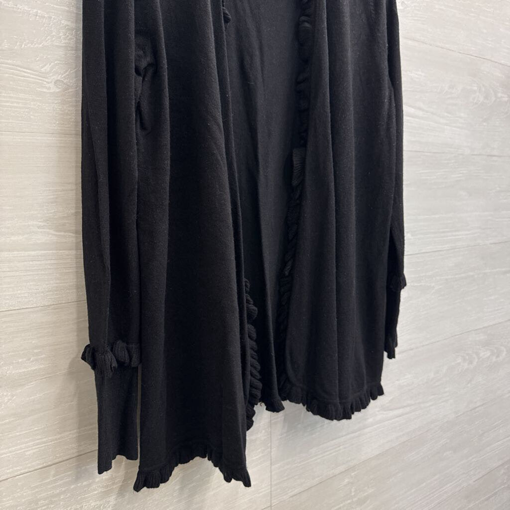 Joseph A Soft Back Ruffle Trim Open Front Cardigan Sweater Medium