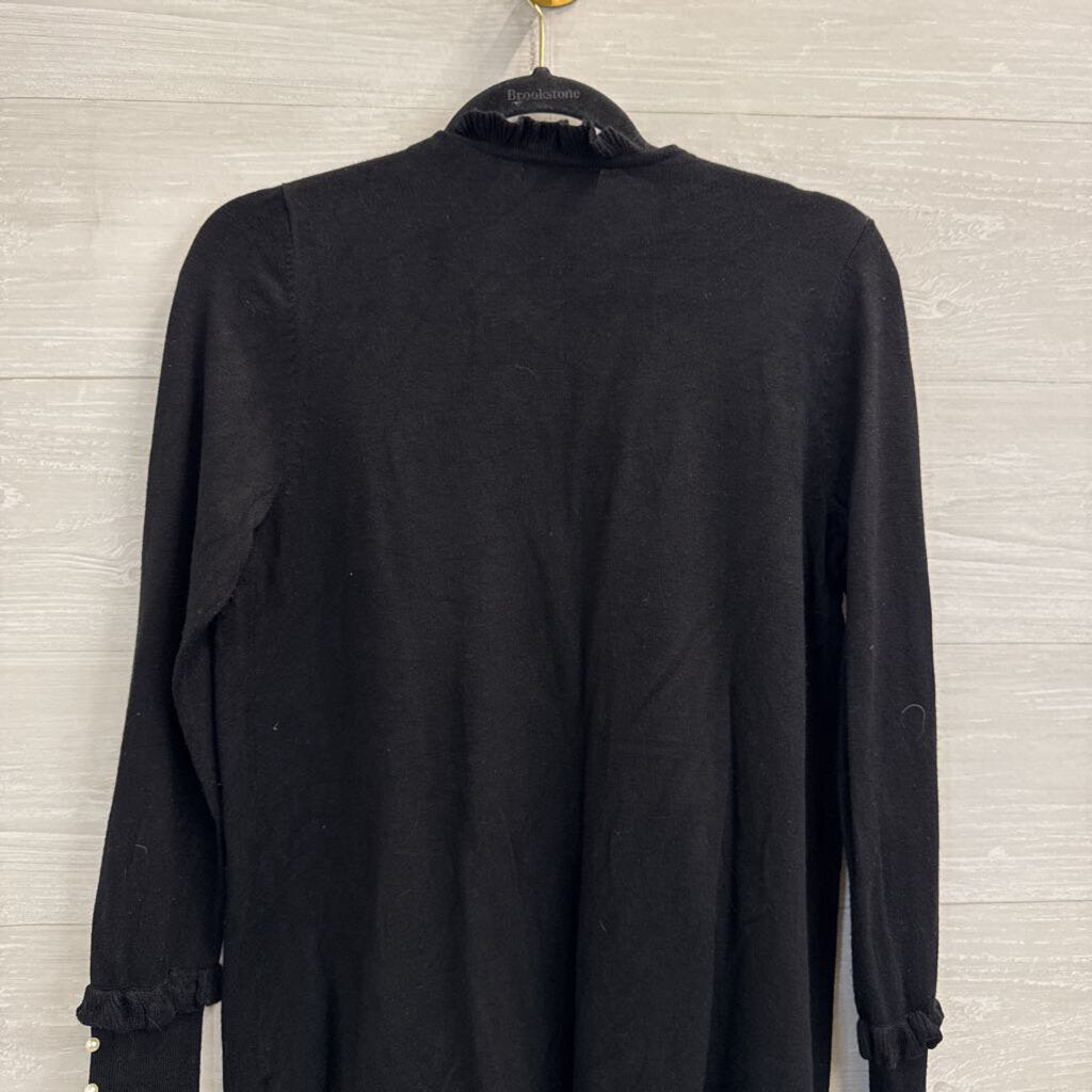 Joseph A Soft Back Ruffle Trim Open Front Cardigan Sweater Medium