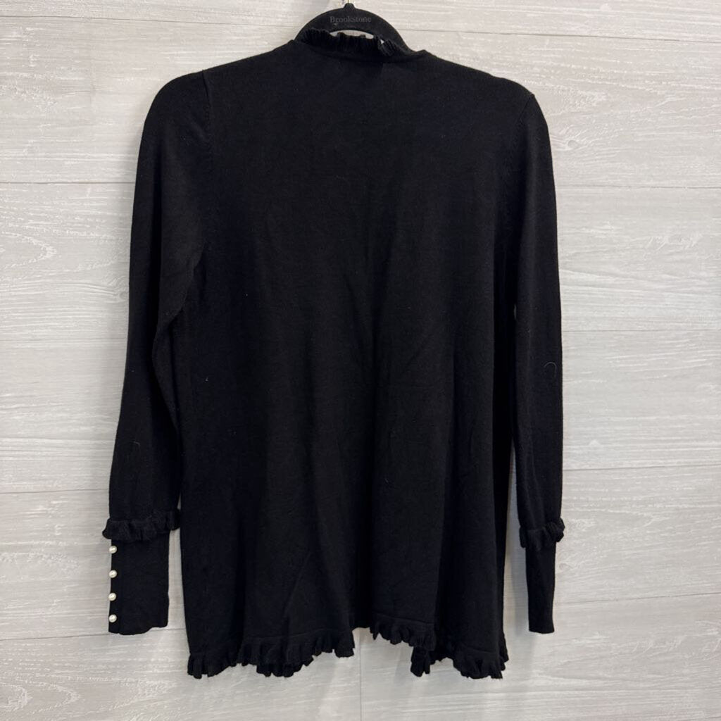 Joseph A Soft Back Ruffle Trim Open Front Cardigan Sweater Medium