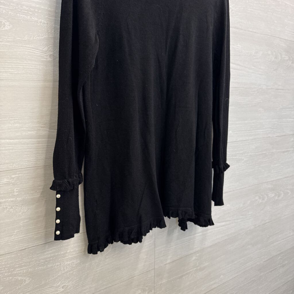 Joseph A Soft Back Ruffle Trim Open Front Cardigan Sweater Medium