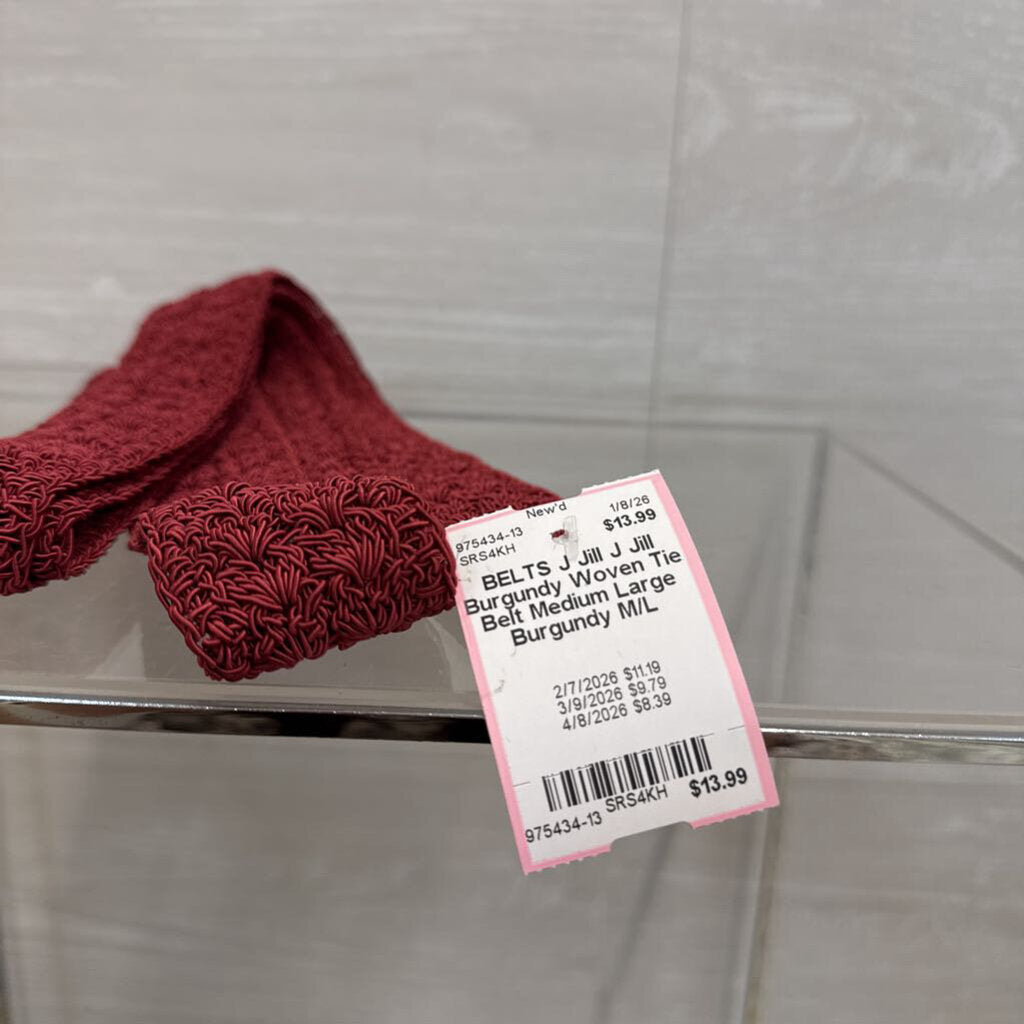 J Jill Burgundy Woven Tie Belt Medium Large