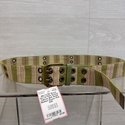 Green/ Pink Striped Canvas Belt Small/ Medium
