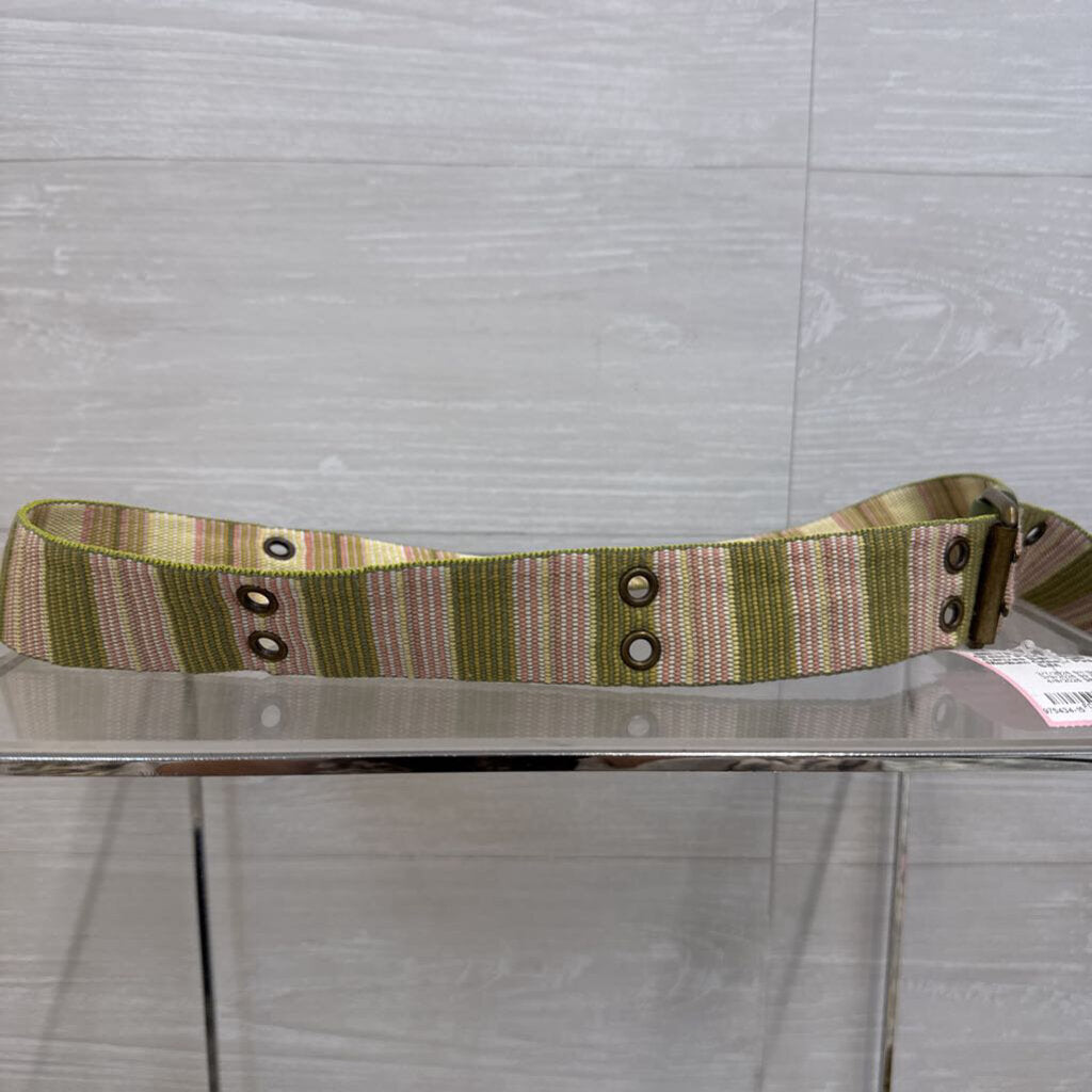 Green/ Pink Striped Canvas Belt Small/ Medium