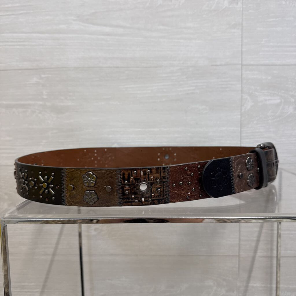 Fossil Brown Studded Leather Belt Medium
