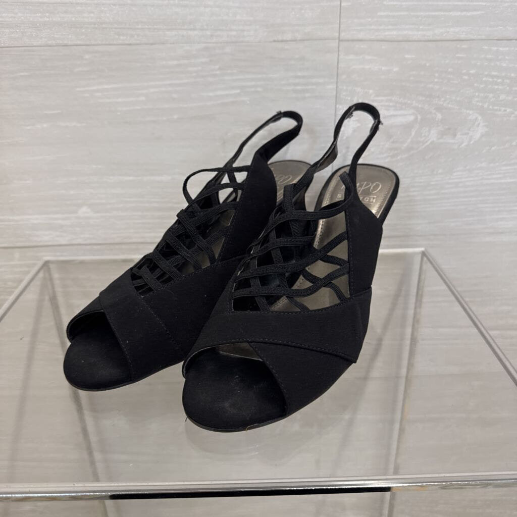 Impo Black Crisscross Strap Slingback Heels 9.5